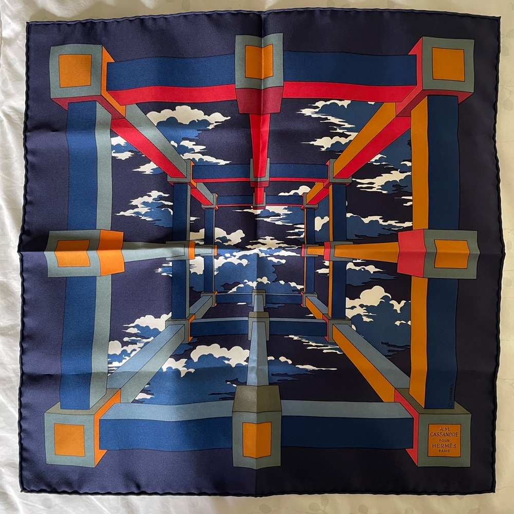 Hermès Silk Pocket Square - Rare Geometric Design
